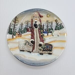 Christmas Santa Sheep Lamb Plate 3 D Wall Art By Ganz 4.75"